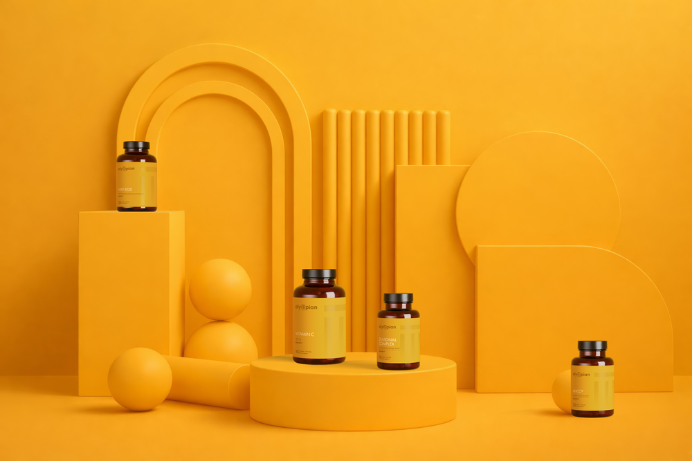 Geometrical Composition with Olympian Labs bottles