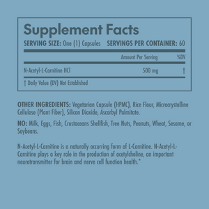 Supplement facts label on a blue background