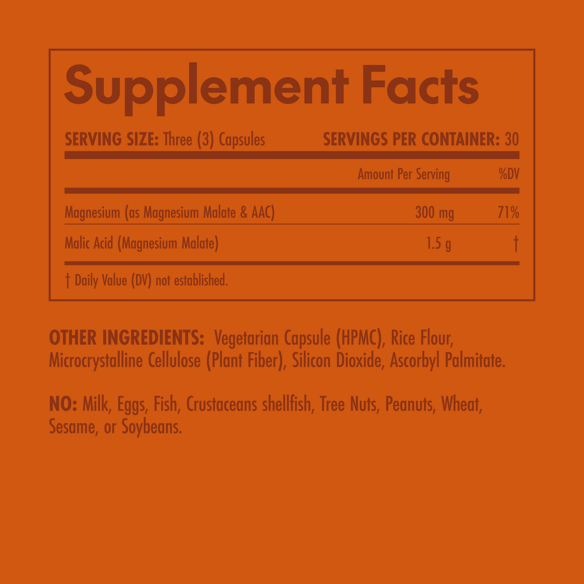 Supplement facts label on an orange background