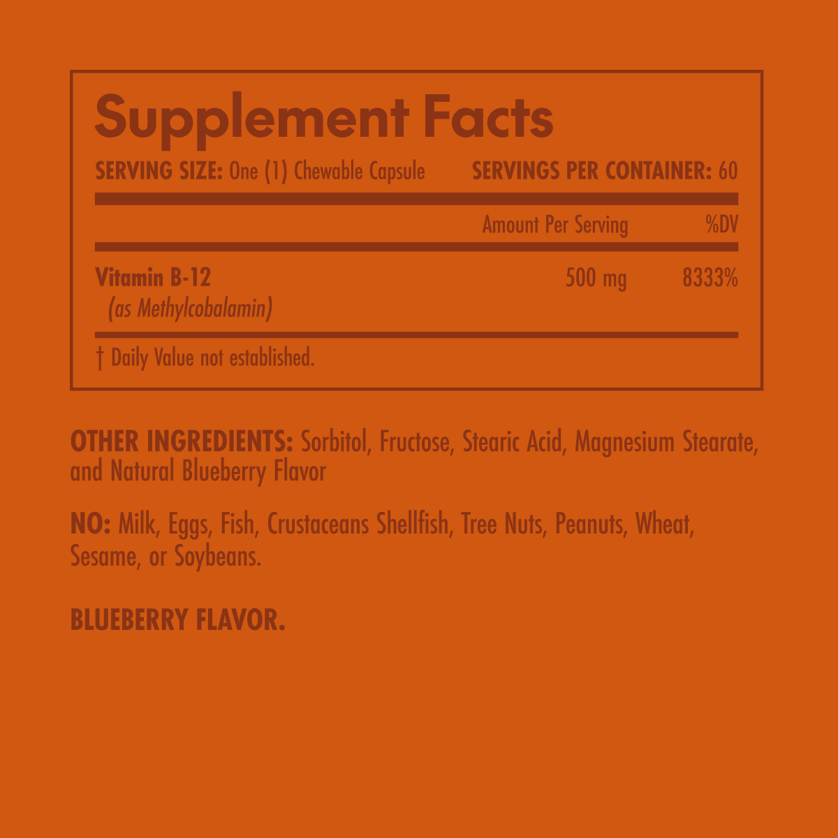 Supplement facts label on an orange background