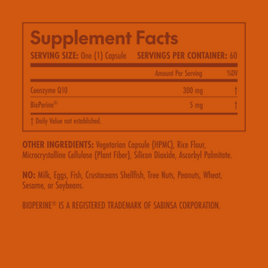 Supplement facts label on an orange background