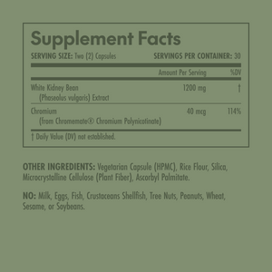 Supplement facts label on a green background