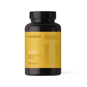 Supplement bottle with yellow label on a white background