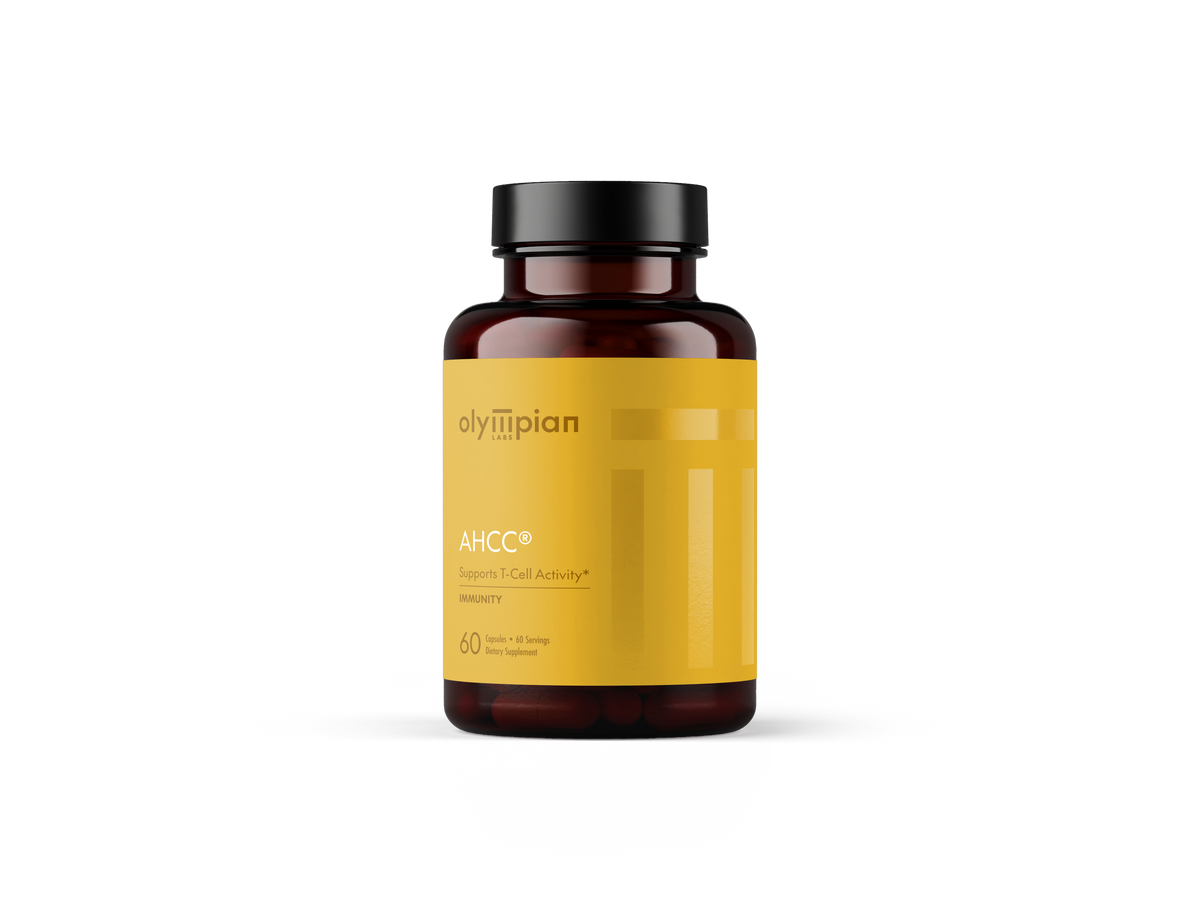 Olympian AHCC supplement bottle on a white background