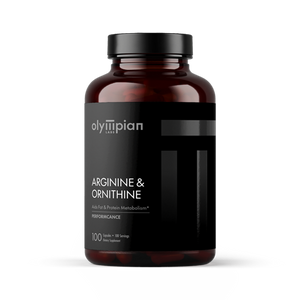 Olympian Labs Supplement bottle with 'Arginine & Ornithine' on a white background