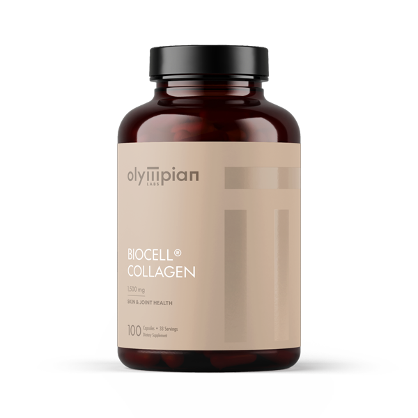 Olympian Biocell Collagen supplement bottle on a white background