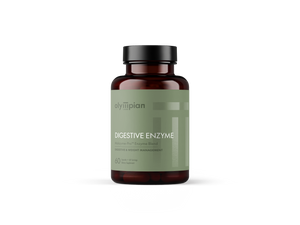 Olympian Labs digestive enzyme supplement bottle on a white background
