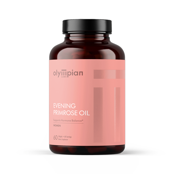 Bottle of Olympian Evening Primrose Oil on a white background