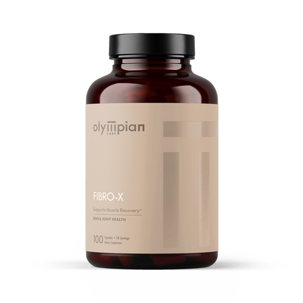 Olympian Labs Fibro X bottle on a white Background
