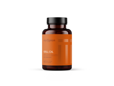 Supplement bottle labeled Krill Oil' by Olympian on a white background