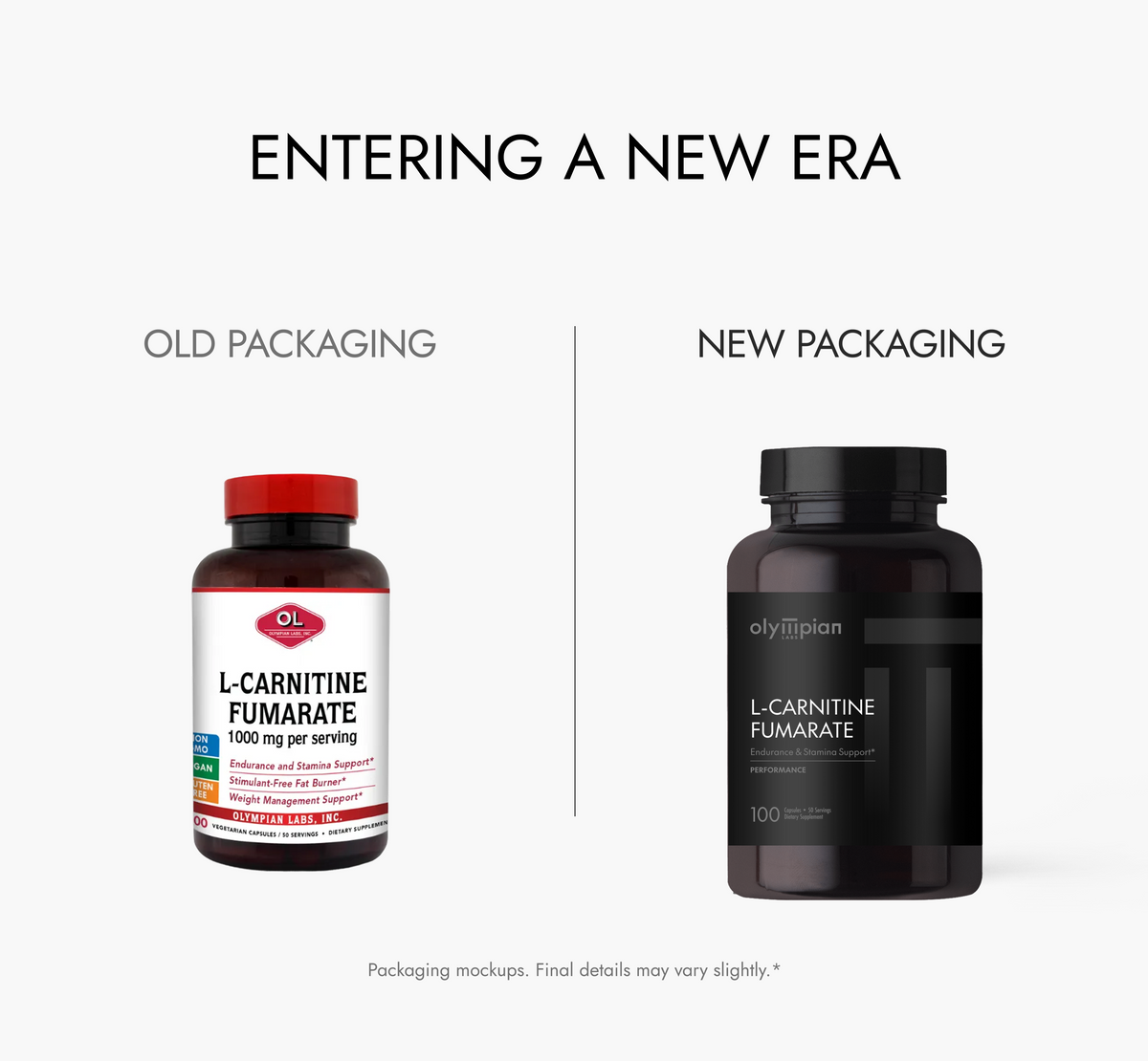 Comparison between an old bottle of Olympian Labs and the new bottle