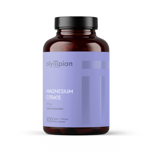 Bottle of Olympian Labs Magnesium Citrate on a white background