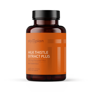 Bottle of Olympian Labs Milk Thistle Extract Plus on a white background