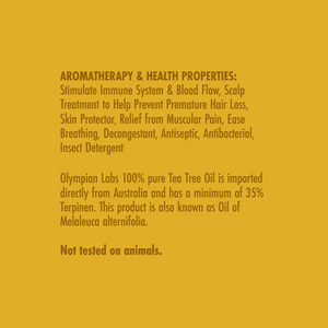 Text detailing aromatherapy properties and product description on a yellow background