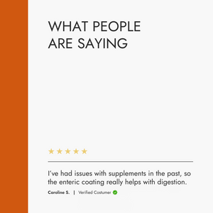 Text displaying customer review with star rating and text on a white background