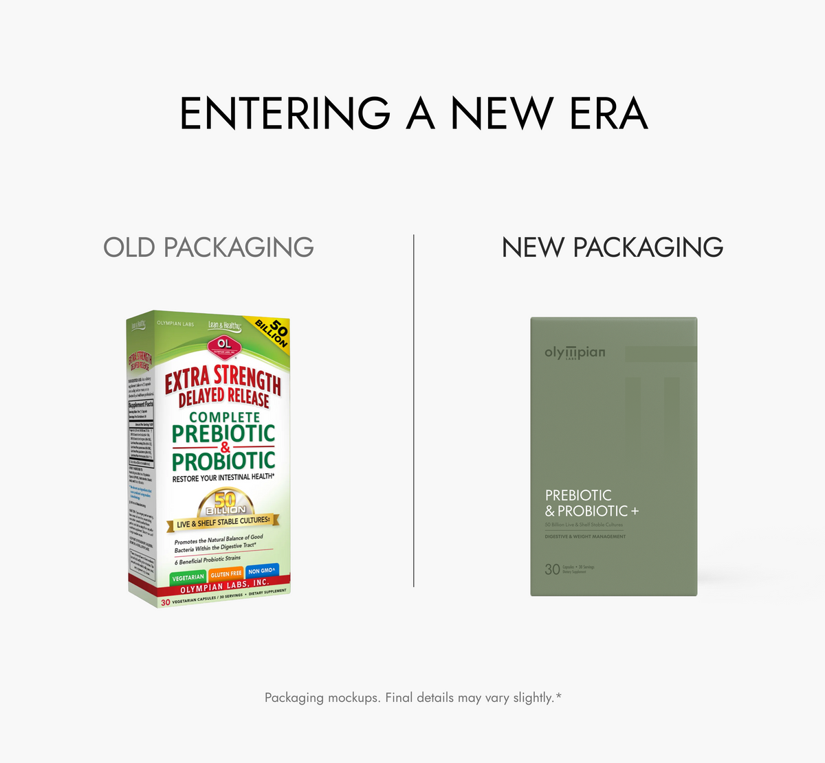 Comparison between an old package of pre&probiotic vs the new pre/probiotic+