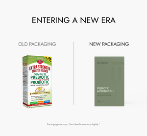 Comparison between an old package of pre&probiotic vs the new pre/probiotic+
