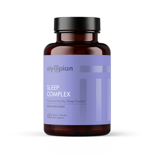 Supplement bottle labeled 'Sleep Complex' by Olympian on a white background