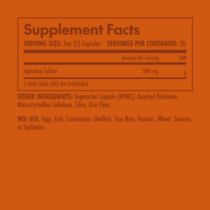 Supplement facts label on an orange background