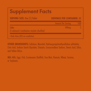 Supplement facts label on an orange background