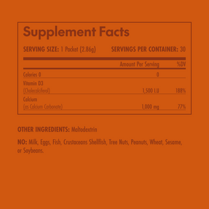 Supplement facts label on an orange background