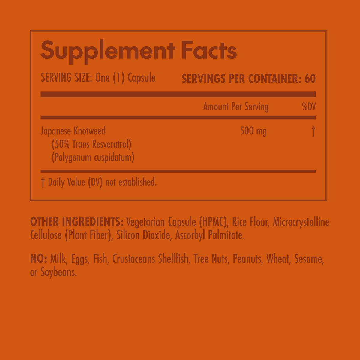 Supplement facts label on an orange background