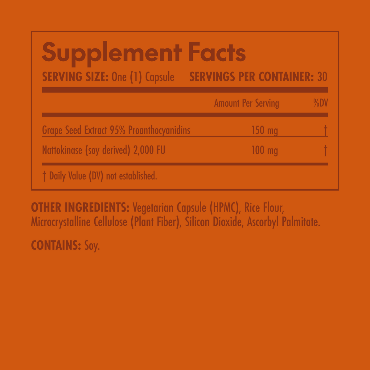 Supplement facts label on an orange background