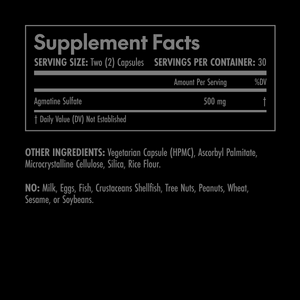 Supplement facts label with black text on a white background