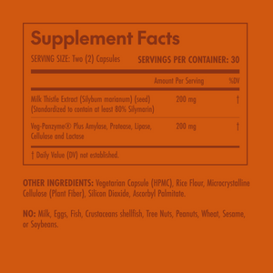 Supplement facts label on an orange background