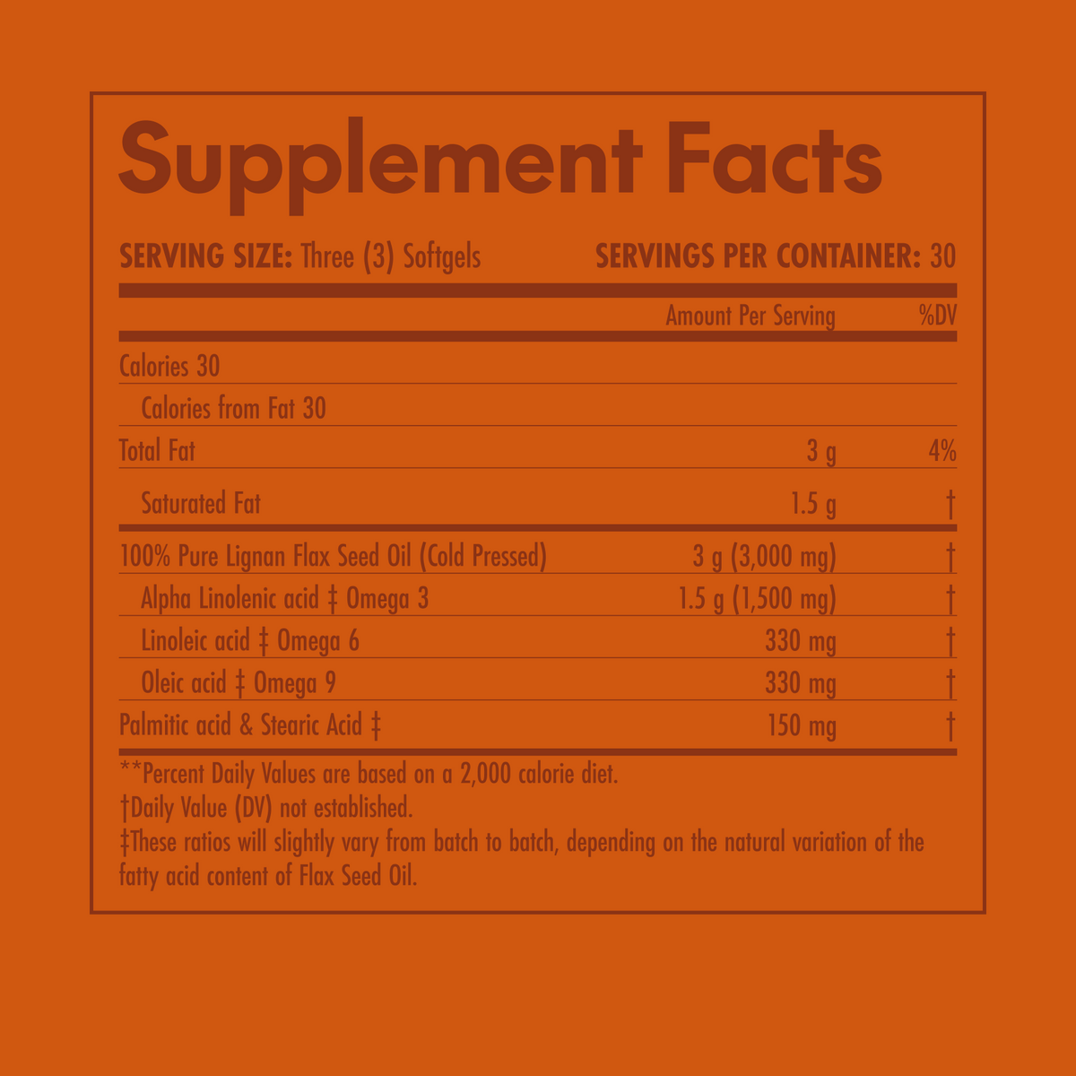 Supplement facts label on an orange background