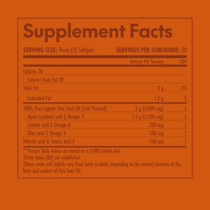Supplement facts label on an orange background