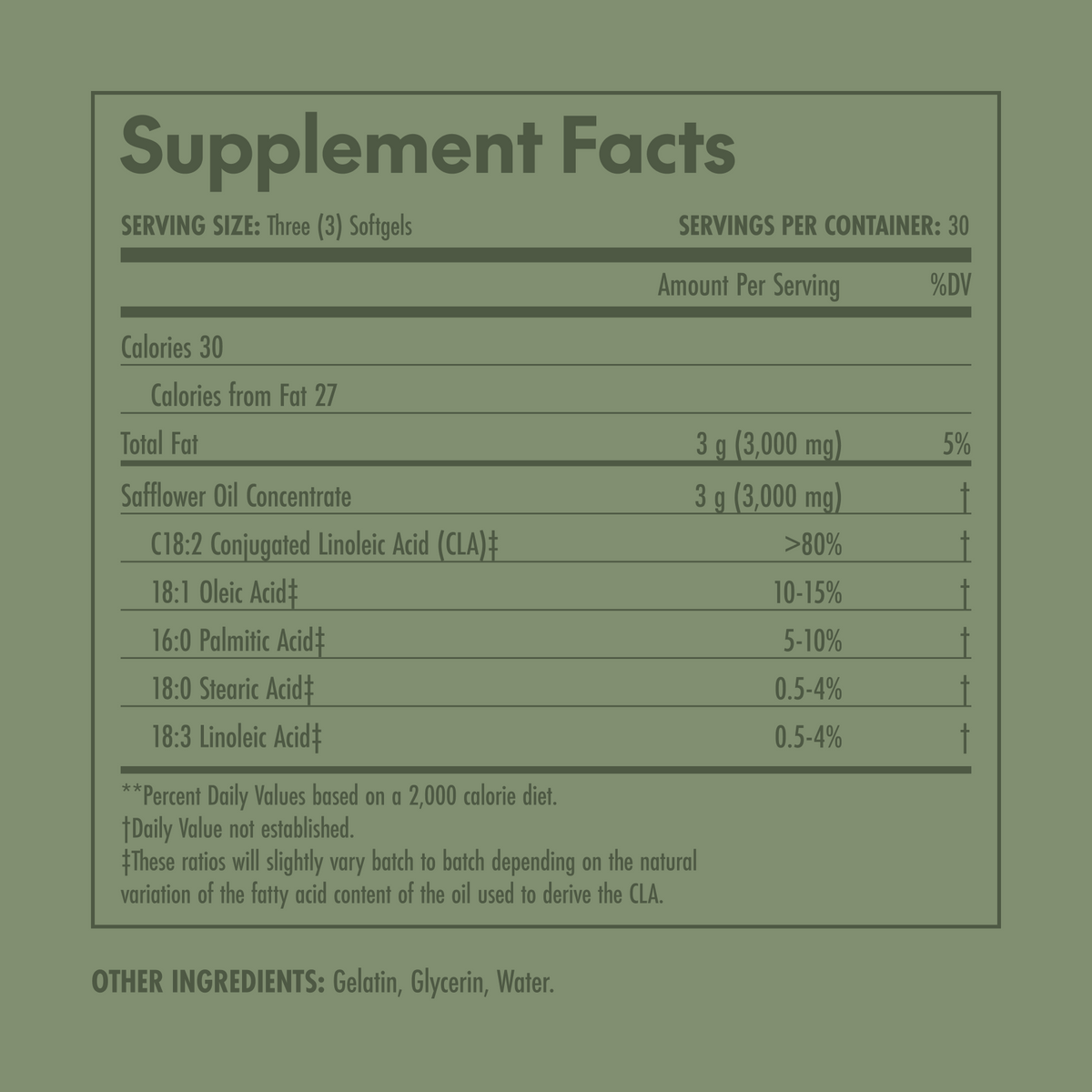 Supplement facts label on a green background