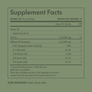 Supplement facts label on a green background