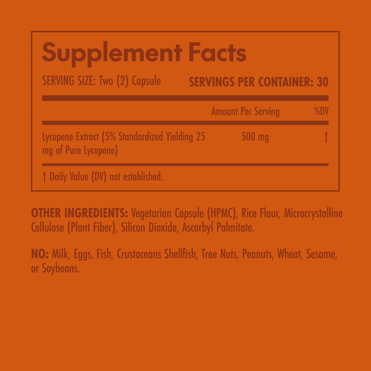 Supplement facts label on an orange background