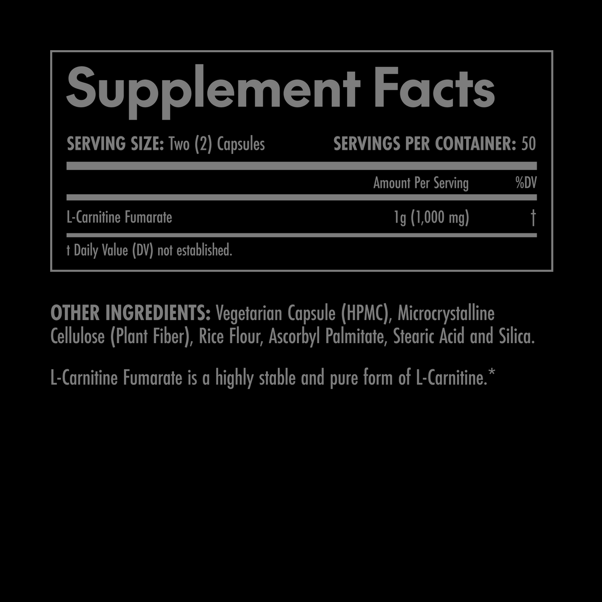Supplement Facts on a black background