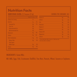 Nutrition facts label on an orange background