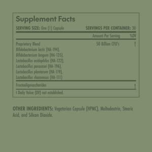 Supplement facts label on a green background