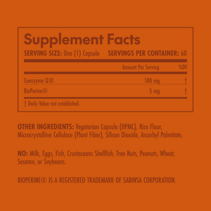 Supplement facts label on an orange background