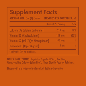 Supplement facts label on an orange background