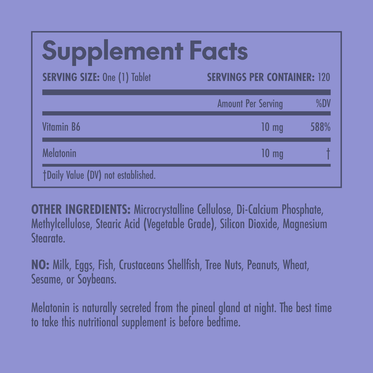 Supplement facts label with purple
 background