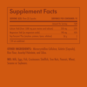 Supplement facts label on an orange background