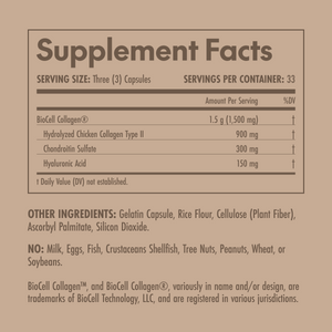 Supplement facts label on a brown background