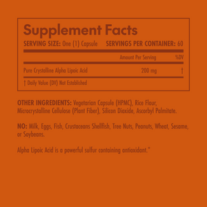 Supplement facts label on an orange background
