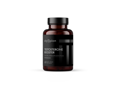 Bottle of Olympian Labs Testosterone Booster on a white background