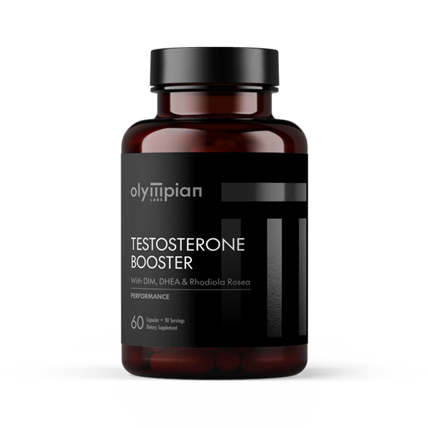 Bottle of Olympian Labs Testosterone Booster on a white background