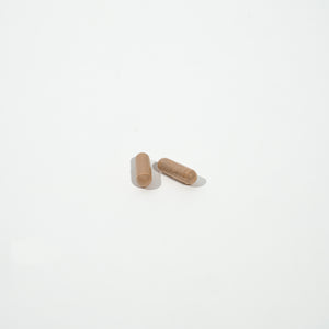 Two wooden pills on a white background