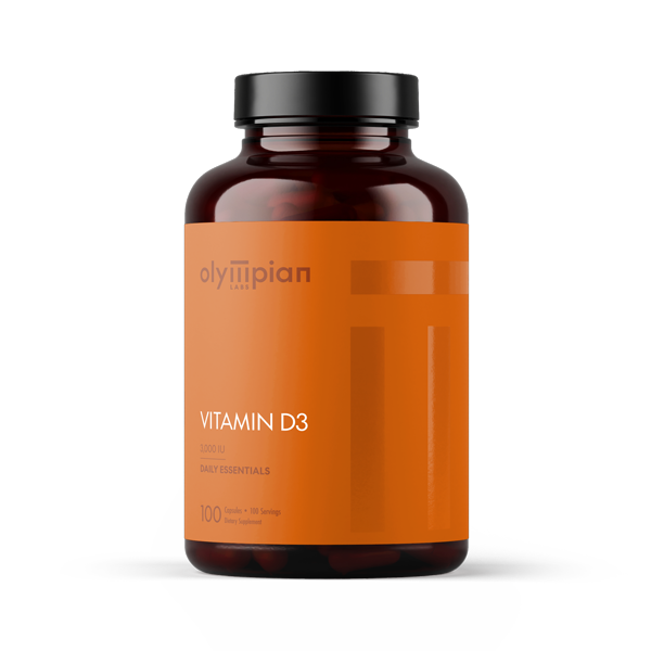 Vitamin D3 supplement bottle with orange label on a white background