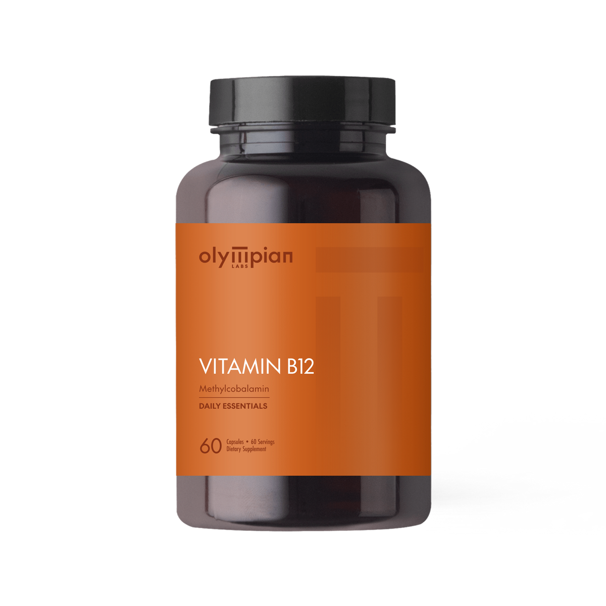 Olympian Vitamin B12 supplement bottle on a white background