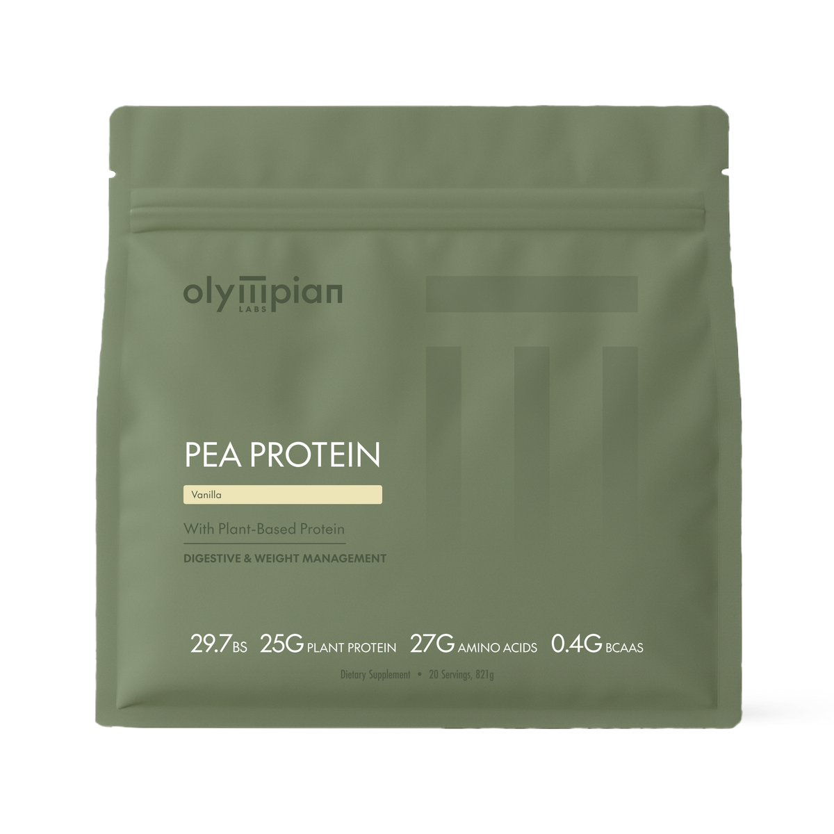 Olympian Labs Pea Protein Vanilla bag on a white background
