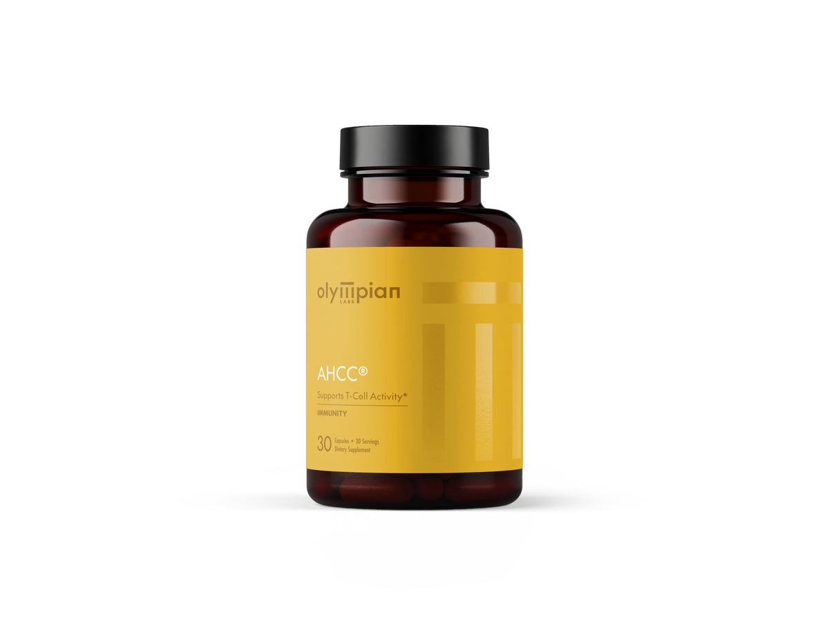 Olympian AHCC supplement bottle on a white background